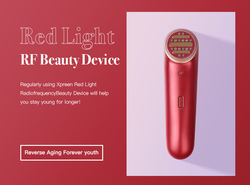 Lift Care 3-In-1 Skin tightening device w/ Duo red and blue led light therapy for face facial heating rejuvenation massager includes hyaluronic toner Gel