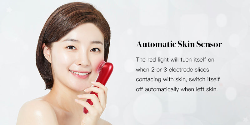 Lift Care 3-In-1 Skin tightening device w/ Duo red and blue led light therapy for face facial heating rejuvenation massager includes hyaluronic toner Gel
