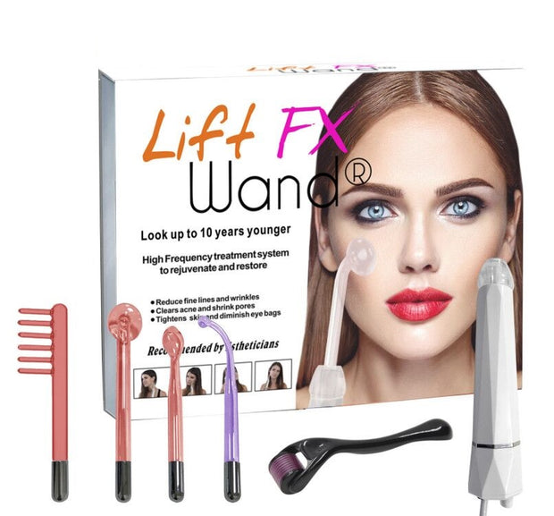 Lift Wand 2.0 Premium High Frequency Machine 2 Step Skin Care Anti Aging Device w/ Exclusive Nose Attachment & Moroccan Argan Oil